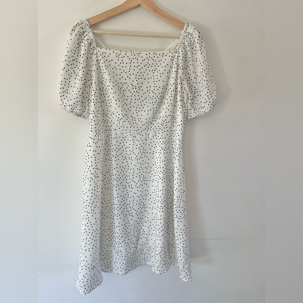 Code x Mode White With Black Polka Dot Short Sleeve Dress Size Large‎